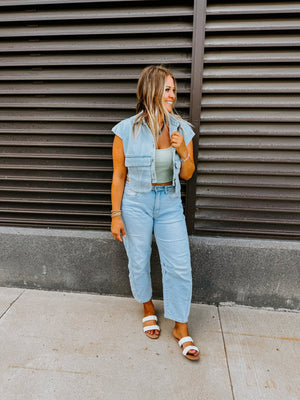 The Shanda Cap Sleeve Denim Top - The Rack Boutique ⚡️