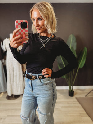 The State Of Mind Black Stitched Long Sleeve Top [ Black ] - The Rack Boutique ⚡️