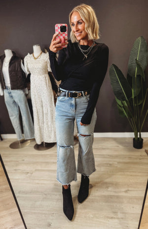 The State Of Mind Black Stitched Long Sleeve Top [ Black ] - The Rack Boutique ⚡️