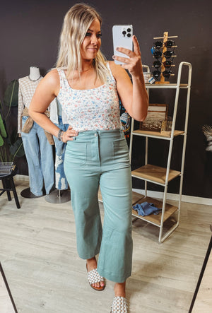 The Takeaway Teal Colored Wide Leg Pants - The Rack Boutique ⚡️