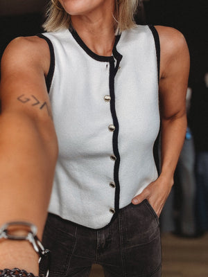 The Trulee Button Down Sweater Tank - The Rack Boutique ⚡️