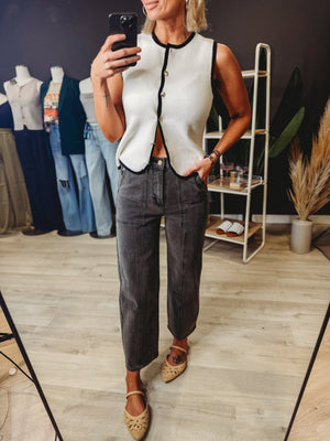 The Trulee Button Down Sweater Tank - The Rack Boutique ⚡️