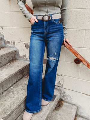 The Varley Dark Wash Wide Leg Denim [ size 5 ] - The Rack Boutique ⚡️