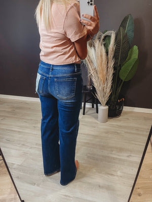 The Varley Dark Wash Wide Leg Denim [ size 5 ] - The Rack Boutique ⚡️