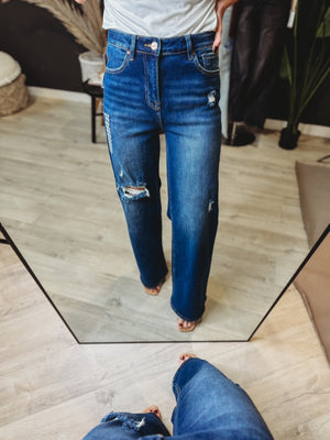 The Varley Dark Wash Wide Leg Denim [ size 5 ] - The Rack Boutique ⚡️