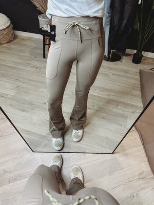The Warm Grey Drawstring Flare Pants - The Rack Boutique ⚡️