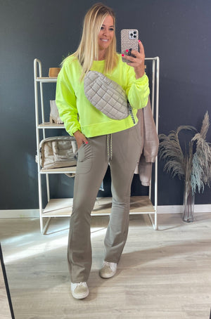 The Warm Grey Drawstring Flare Pants - The Rack Boutique ⚡️