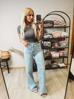 Tula Ribbed Top [ Ash Grey ] - The Rack Boutique ⚡️