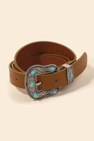 Turquoise Stud Buckle Faux Leather Belt - The Rack Boutique ⚡️