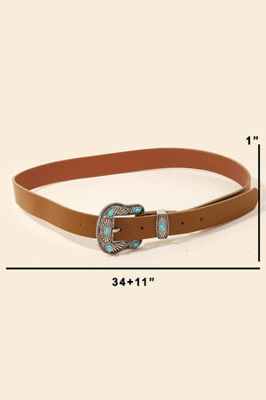Turquoise Stud Buckle Faux Leather Belt - The Rack Boutique ⚡️