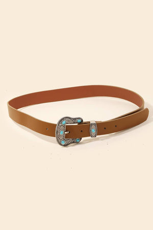 Turquoise Stud Buckle Faux Leather Belt - The Rack Boutique ⚡️