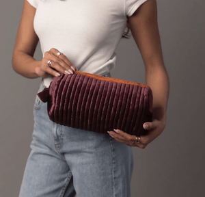 Velvet Ribbed Zip Pouch [ 3 colors ] - The Rack Boutique ⚡️