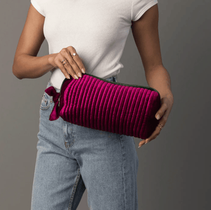 Velvet Ribbed Zip Pouch [ 3 colors ] - The Rack Boutique ⚡️