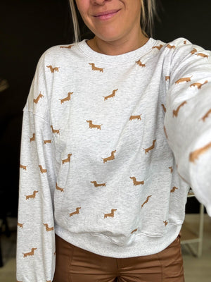 Weiner Dog Print Crewneck - The Rack Boutique ⚡️
